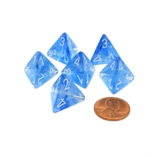 Borealis 18mm 4 Sided D4 Chessex Dice, 6 Pieces - Sky Blue with White - Your Source for Gaming Essentials Store