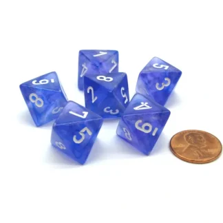 Borealis 15mm 8 Sided D8 Chessex Dice, 6 Pieces - Purple with White - Your Source for Gaming Essentials Clearance