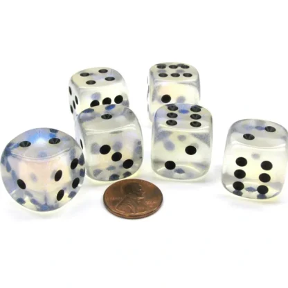 Borealis 20mm Big D6 Chessex Dice, 6 Pieces - Aquerple with Black Pips - Your Source for Gaming Essentials Fashion