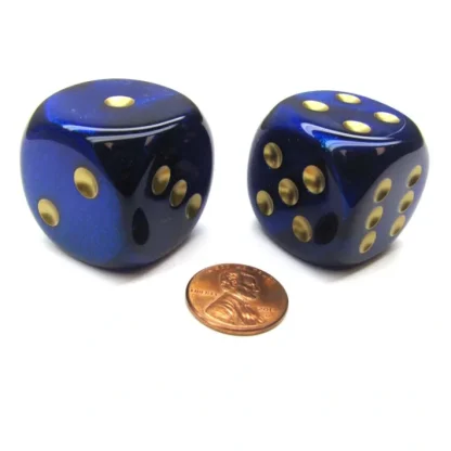 Borealis 30mm Large D6 Chessex Dice, 2 Pieces - Royal Purple with Gold Pips - Your Source for Gaming Essentials Best Sale