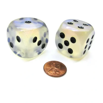 Borealis 30mm Large D6 Chessex Dice, 2 Pieces - Aquerple with Black Pips - Your Source for Gaming Essentials Flash Sale