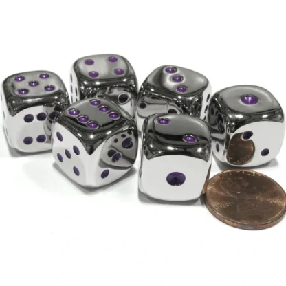 Box of 6 Zinc Alloy Metal Dice Die Six D6 6 Sided 15mm RPG Board Game Purple - Your Source for Gaming Essentials Flash Sale
