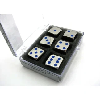 Box of 6 Zinc Metal Alloy D6 15mm Heavy Dice - Blue Pips - Your Source for Gaming Essentials Cheap