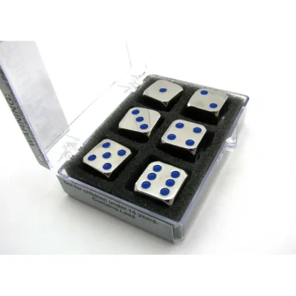 Box of 6 Zinc Metal Alloy D6 15mm Heavy Dice - Blue Pips - Your Source for Gaming Essentials Cheap