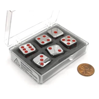 Box of 6 Zinc Metal Alloy D6 15mm Heavy Dice - Red Pips - Your Source for Gaming Essentials Clearance