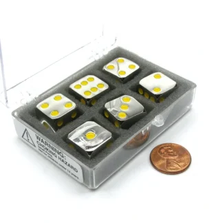 Box of 6 Zinc Metal Alloy D6 15mm Heavy Dice - Yellow Pips - Your Source for Gaming Essentials Fashion