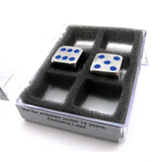 Box of 2 Zinc Metal Alloy D6 15mm Heavy Dice - Blue Pips - Your Source for Gaming Essentials Discount