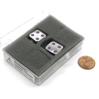 Box of 2 Zinc Metal Alloy D6 15mm Heavy Dice - Purple Pips - Your Source for Gaming Essentials Sale