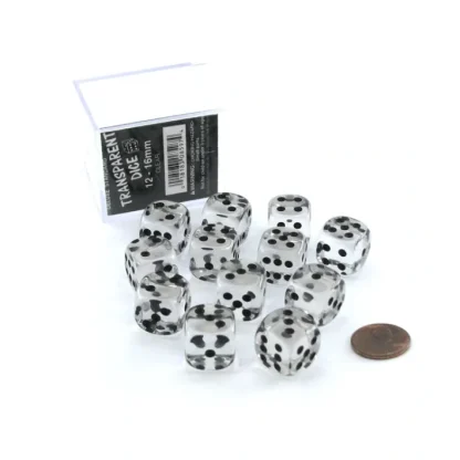 Case of 12 Deluxe Transparent 16mm Round Edge Dice - Clear with Black Pips - Your Source for Gaming Essentials Best Sale