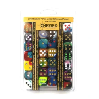 Chessex 2019 Gemini Dice Color Reference Packet - 26 D6 16mm Dice - Your Source for Gaming Essentials Outlet