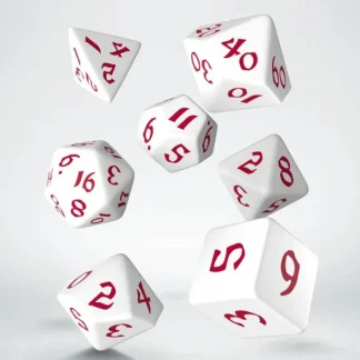 Classic Runic 7 Piece Polyhedral Dice Set - White & Red - Your Source for Gaming Essentials Best