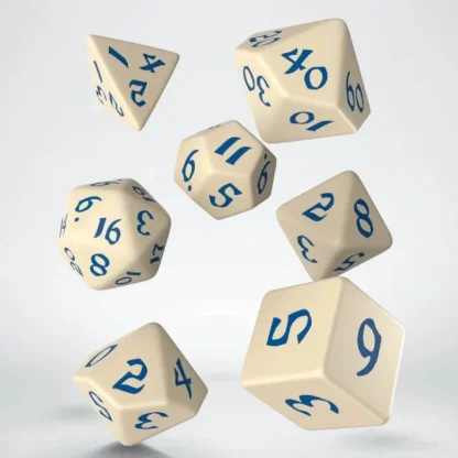 Classic Runic 7 Piece Polyhedral Dice Set - Beige & Blue - Your Source for Gaming Essentials Fashion