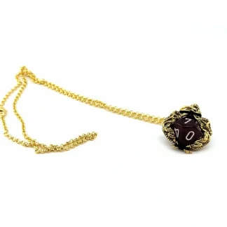 Dice Pendant Necklace 'Dragons' with Gold-Color Finish - Holds a D10 - Your Source for Gaming Essentials Clearance