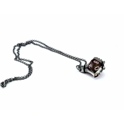Dice Pendant Necklace 'Serrated Blade' with Gunmetal Gray Finish - Holds a D10 - Your Source for Gaming Essentials Shop