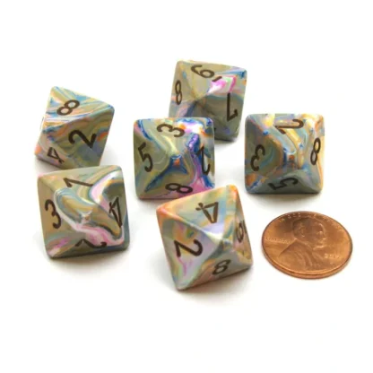Festive 15mm 8 Sided D8 Chessex Dice, 6 Pieces - Vibrant with Brown - Your Source for Gaming Essentials Discount
