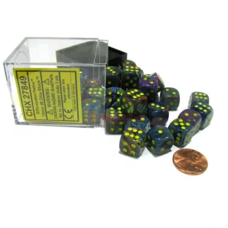 Festive 12mm D6 Chessex Dice Block (36 Dice) - Rio with Yellow Pips - Your Source for Gaming Essentials Flash Sale