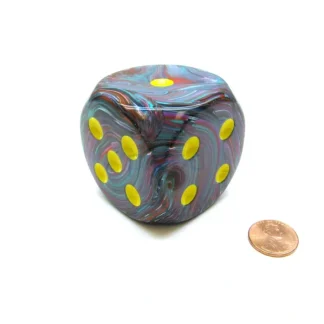 Festive 50mm Huge Large D6 Chessex Dice, 1 Piece - Mosaic with Yellow Pips - Your Source for Gaming Essentials Flash Sale