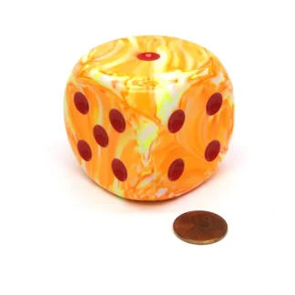 Festive 50mm Huge Large D6 Chessex Dice, 1 Piece - Sunburst with Red Pips - Your Source for Gaming Essentials Cheap