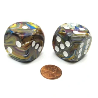 Festive 30mm Large D6 Chessex Dice, 2 Pieces - Carousel with White Pips - Your Source for Gaming Essentials Cheap