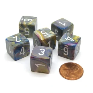 Festive 15mm 6-Sided D6 Numbered Chessex Dice, 6 Pieces - Carousel with White - Your Source for Gaming Essentials Best