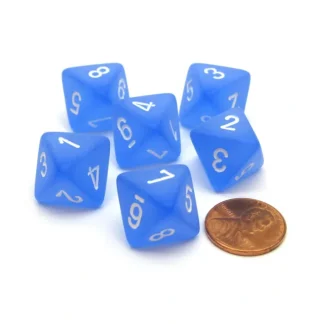 Frosted 15mm 8 Sided D8 Chessex Dice, 6 Pieces - Blue with White - Your Source for Gaming Essentials Discount