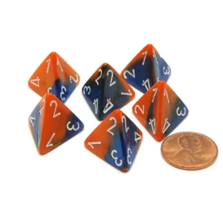 Gemini 18mm 4 Sided D4 Chessex Dice, 6 Pieces - Blue-Orange with White - Your Source for Gaming Essentials Clearance