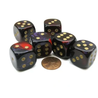 Gemini 20mm Big D6 Chessex Dice, 6 Pieces - Purple-Red with Gold Pips - Your Source for Gaming Essentials Sale