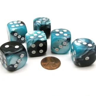 Gemini 20mm Big D6 Chessex Dice, 6 Pieces - Black-Shell with White Pips - Your Source for Gaming Essentials Best