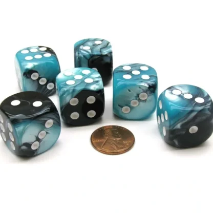 Gemini 20mm Big D6 Chessex Dice, 6 Pieces - Black-Shell with White Pips - Your Source for Gaming Essentials Best
