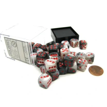 Gemini 12mm D6 Chessex Dice Block (36 Dice) - Black-White with Red Pips - Your Source for Gaming Essentials Store