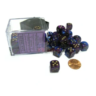 Gemini 12mm D6 Chessex Dice Block (36 Dice) - Blue-Purple with Gold Pips - Your Source for Gaming Essentials Shop