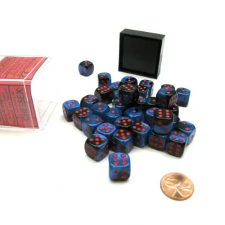 Gemini 12mm D6 Chessex Dice Block (36 Die) - Black-Starlight with Red Pips - Your Source for Gaming Essentials Flash Sale