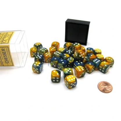 Gemini 12mm D6 Chessex Dice Block (36 Die) - Masquerade-Yellow with White Pips - Your Source for Gaming Essentials Cheap