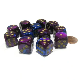 Gemini 16mm D6 Chessex Dice Block (12 Dice) - Blue-Purple with Gold Pips - Your Source for Gaming Essentials Best Sale