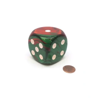 Gemini 50mm Huge Large D6 Chessex Dice, 1 Piece - Green-Red with White Pips - Your Source for Gaming Essentials Fashion