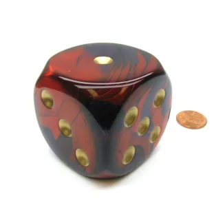 Gemini 50mm Huge Large D6 Chessex Dice, 1 Piece - Purple-Red with Gold Pips - Your Source for Gaming Essentials Outlet