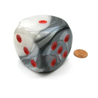 Gemini 50mm Huge Large D6 Chessex Dice, 1 Piece - Black-White with Red Pips - Your Source for Gaming Essentials Sale