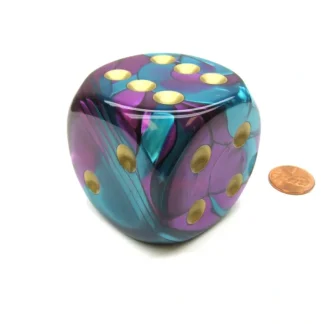 Gemini 50mm Huge Large D6 Chessex Dice, 1 Piece - Purple-Teal with Gold Pips - Your Source for Gaming Essentials Best Sale