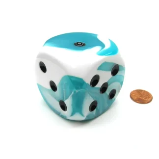 Gemini 50mm Huge Large D6 Chessex Dice, 1 Piece - Teal-White with Black Pips - Your Source for Gaming Essentials Flash Sale