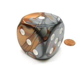 Gemini 50mm Huge Large D6 Chessex Dice, 1 Piece - Copper-Steel with White Pips - Your Source for Gaming Essentials Best