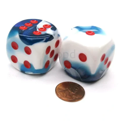 Gemini 30mm Large D6 Chessex Dice, 2 Pieces - Astral Blue with Red Pips - Your Source for Gaming Essentials Cheap