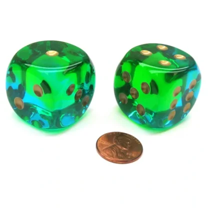Gemini 30mm Large D6 Chessex Dice, 2 Pieces - Green-Teal with Gold Pips - Your Source for Gaming Essentials Best Sale