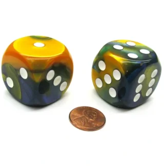 Gemini 30mm Large D6 Chessex Dice, 2 Pieces - Masquerade with White Pips - Your Source for Gaming Essentials Best Sale