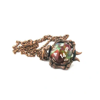 Jewelry Dice Pendant Bone Necklace with Old Copper Finish- Holds a D20 Die - Your Source for Gaming Essentials Best