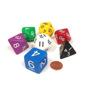 Jumbo Polyhedral 7-Die Dice Set 23mm-29mm - 7 Different Colors - Your Source for Gaming Essentials Shop