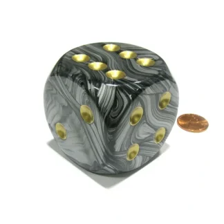 Leaf 50mm Huge Large D6 Chessex Dice, 1 Piece - Steel with Gold Pips - Your Source for Gaming Essentials Outlet