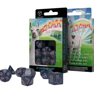 Llama 7 Piece Polyhedral RPG Dice Set - Sparkling, Glittering Dark Blue with Pink Numbers - Your Source for Gaming Essentials Flash Sale