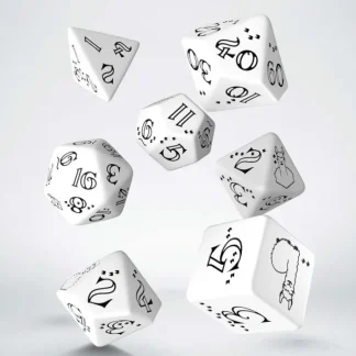 Llama 7 Piece Polyhedral RPG Dice Set - Bright White with Black Numbers - Your Source for Gaming Essentials Fashion