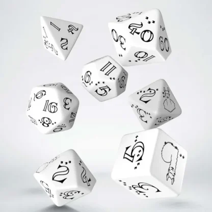 Llama 7 Piece Polyhedral RPG Dice Set - Bright White with Black Numbers - Your Source for Gaming Essentials Fashion