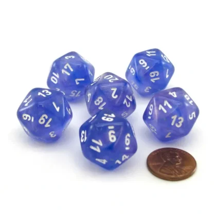 Luminary Borealis 20 Sided D20 Dice, 6 Pieces - Purple with White Numbers - Your Source for Gaming Essentials Fashion